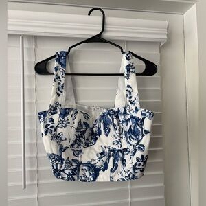 Floral Blue and White Corset Top